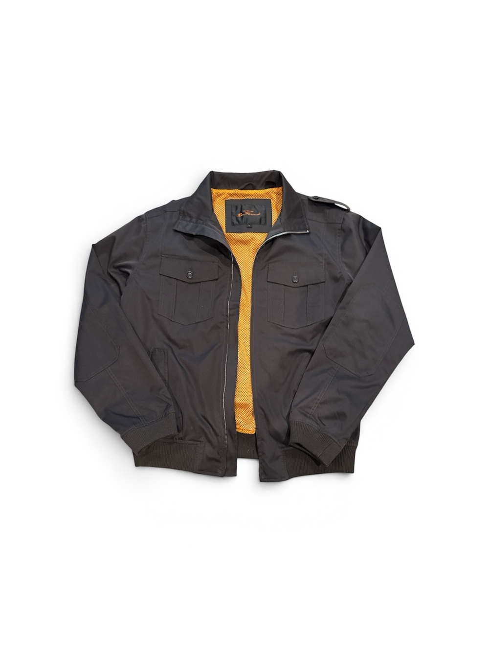 Ben Sherman Black Bomber Jacket with Yellow Lining